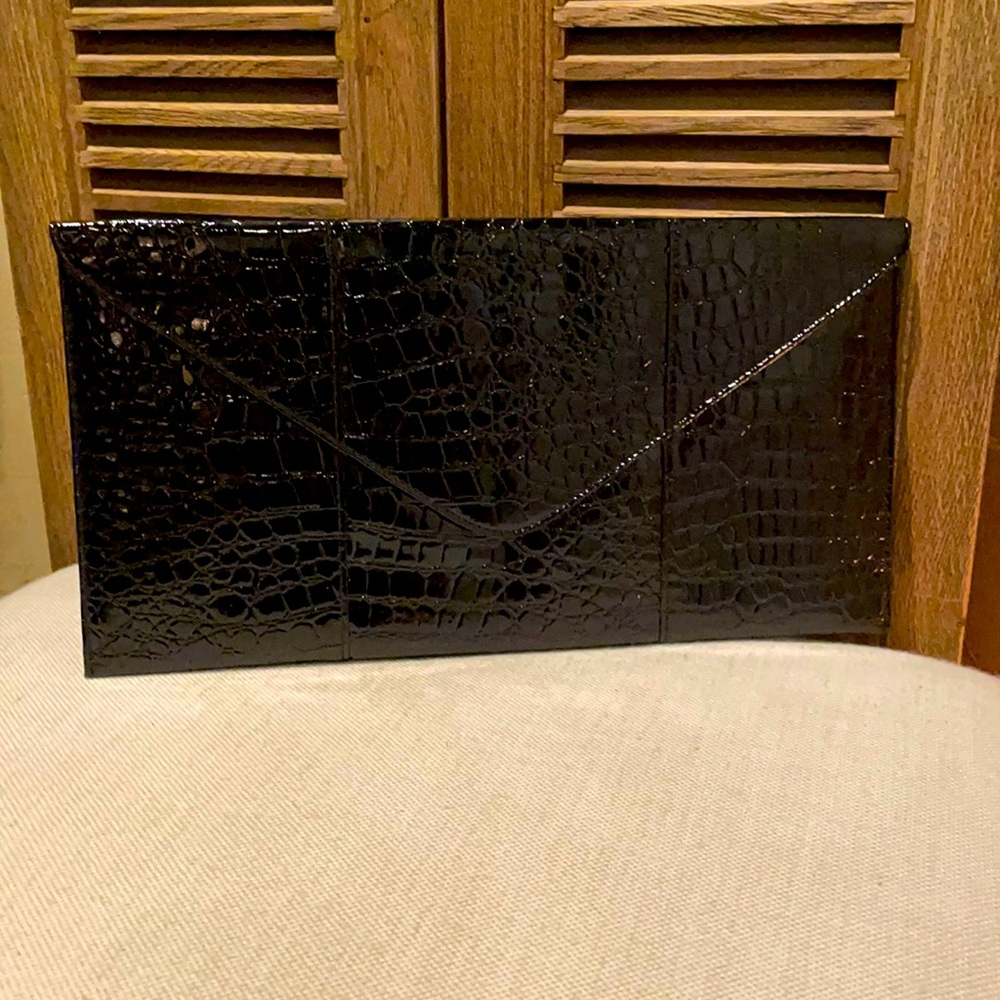 Rachel Zoe faux alligator oversized clutch